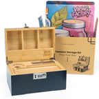 Slate Blue Wooden Stash Box with Rolling Tray & Accessories