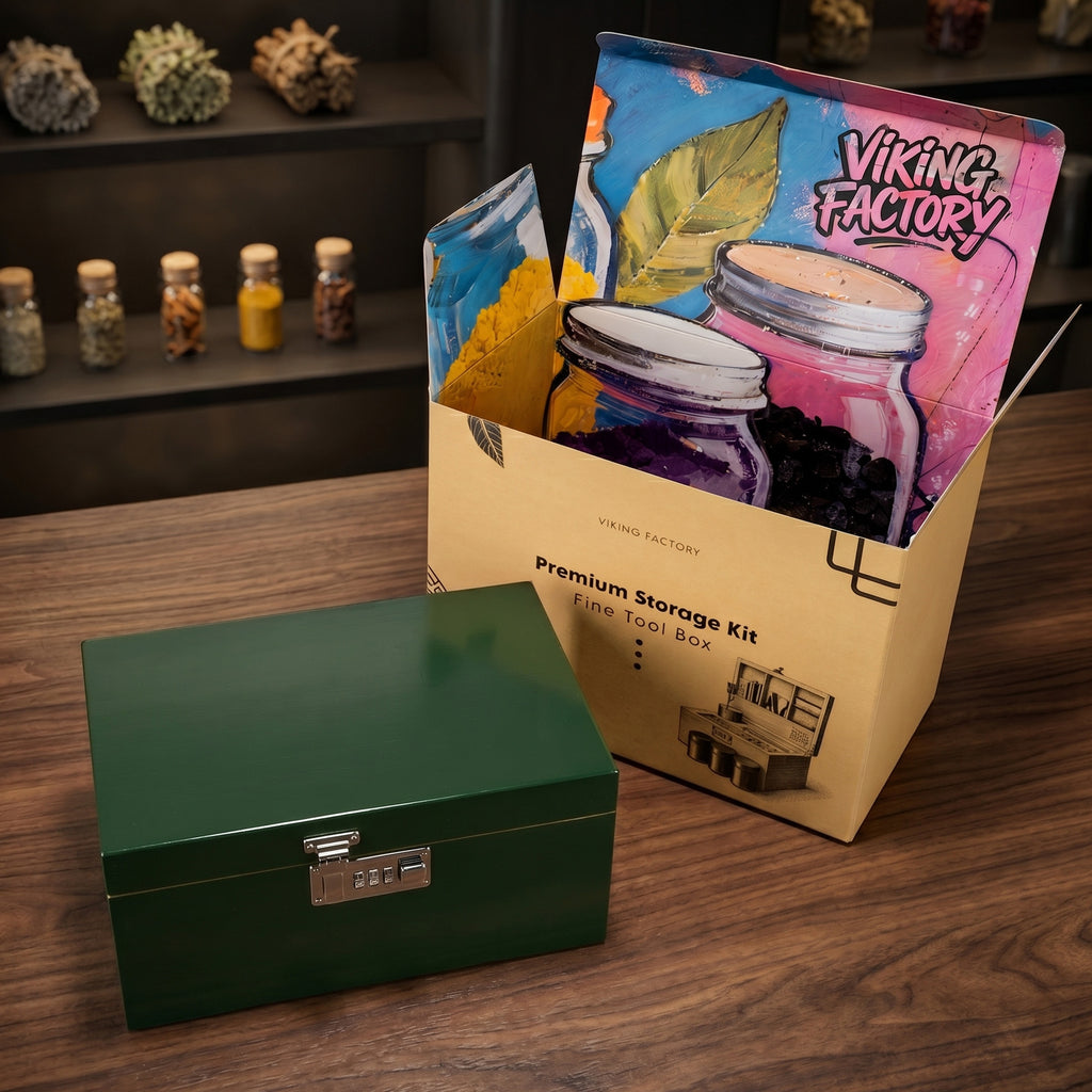Forest Green Premium Wooden Stash Box Gift Set with Rolling Tray