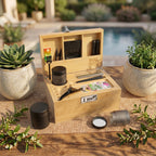 Natural Bamboo Stash Box with Rolling Tray &amp; Accessories