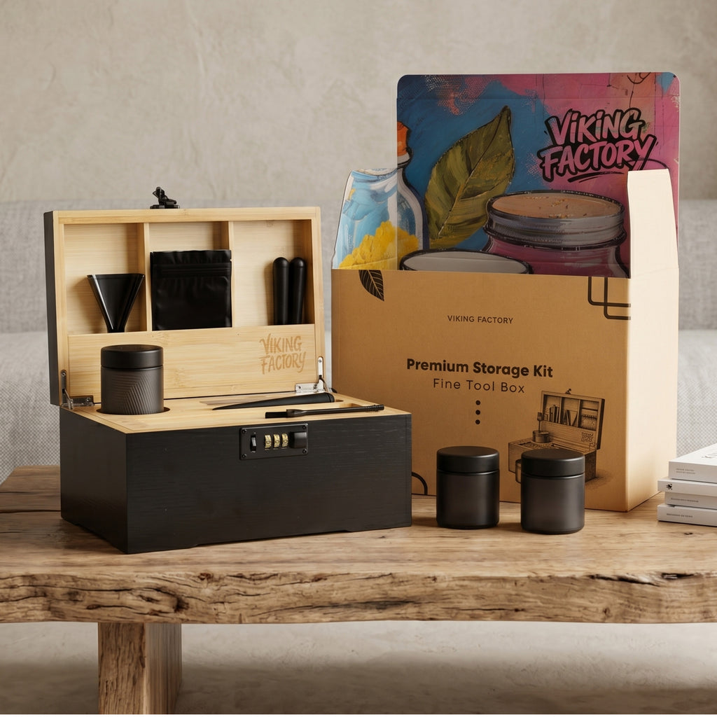 Premium Wooden Stash Box Kit with Rolling Tray & Accessories