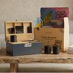 Slate Blue Wooden Stash Box with Rolling Tray & Accessories
