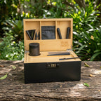 Midnight Black Wooden Stash Box with Rolling Tray & Accessories