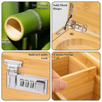 Natural Bamboo Stash Box with Rolling Tray &amp; Accessories