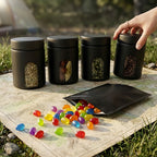 Airtight Storage Jar Gift Set – 4 Jars, 5 Smell Proof Bags & 2 Marker Pens
