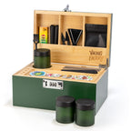 Forest Green Premium Wooden Stash Box Gift Set with Rolling Tray