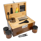 Walnut Brown Wooden Stash Box with Rolling Tray & Accessories