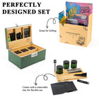 Forest Green Premium Wooden Stash Box Gift Set with Rolling Tray