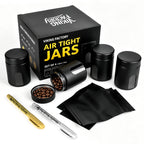 Airtight Storage Jar Gift Set – 4 Jars, 5 Smell Proof Bags & 2 Marker Pens
