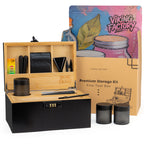 Midnight Black Wooden Stash Box with Rolling Tray & Accessories