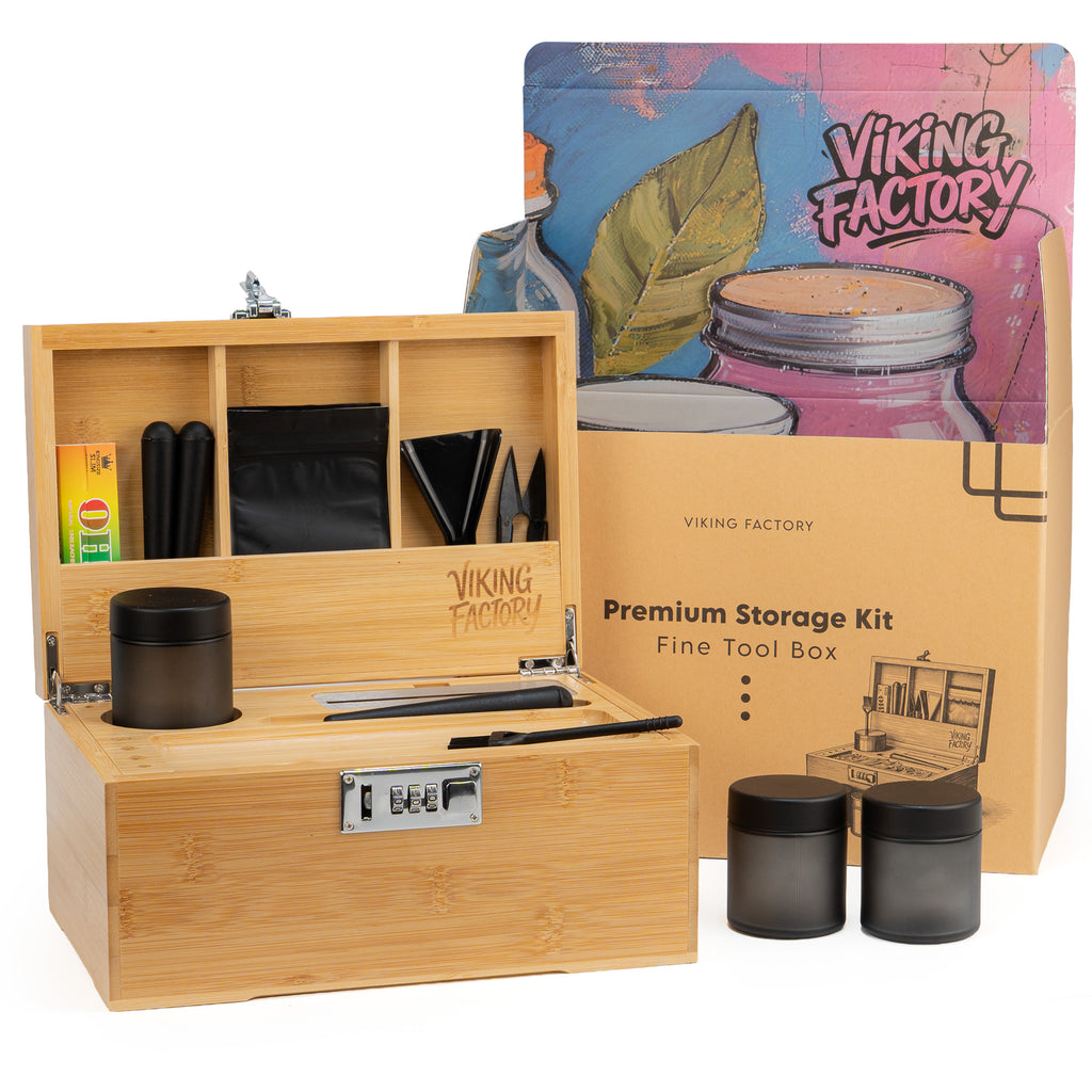 Natural Bamboo Stash Box with Rolling Tray &amp; Accessories