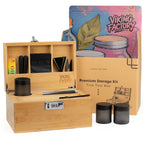 Natural Bamboo Stash Box with Rolling Tray &amp; Accessories