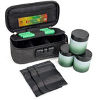 Black Smell Proof Bag with Lock | Odor Resistant Stash Bag Kit with 3 Glass Jars, Pre-Roll Tubes & Accessories