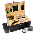 Midnight Black Wooden Stash Box with Rolling Tray & Accessories