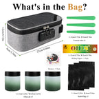 Gray Smell Proof Bag with Lock Gift Set – Includes 3 Glass Jars, 3 Pre-Roll Storage Tubes, Rolling Papers & Sealed Bags