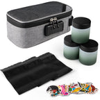 Gray Smell Proof Bag with Lock Gift Set – Includes 3 Glass Jars, 3 Pre-Roll Storage Tubes, Rolling Papers & Sealed Bags